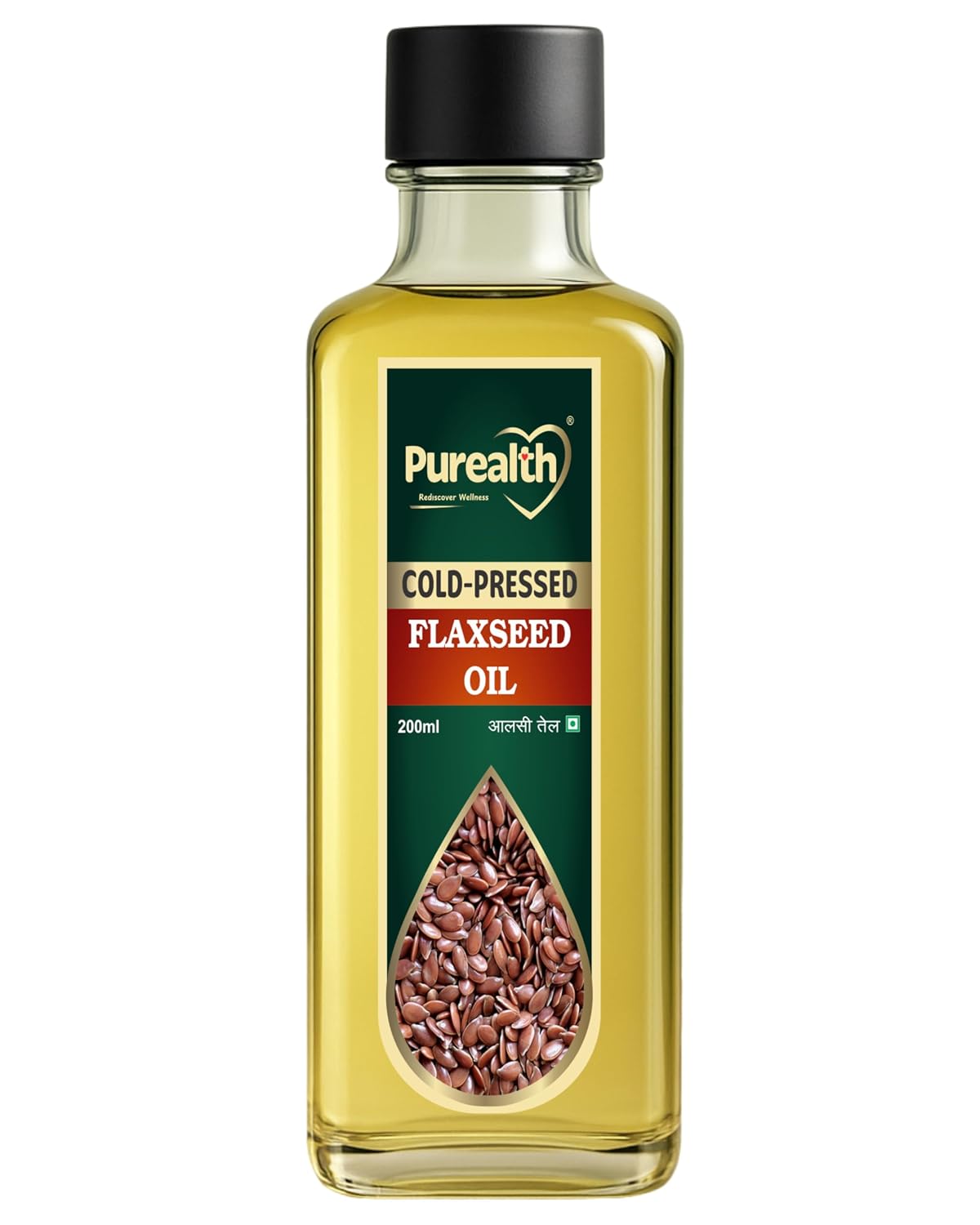 Purealth cold-pressed flaxseed oil, 200 ml bottle